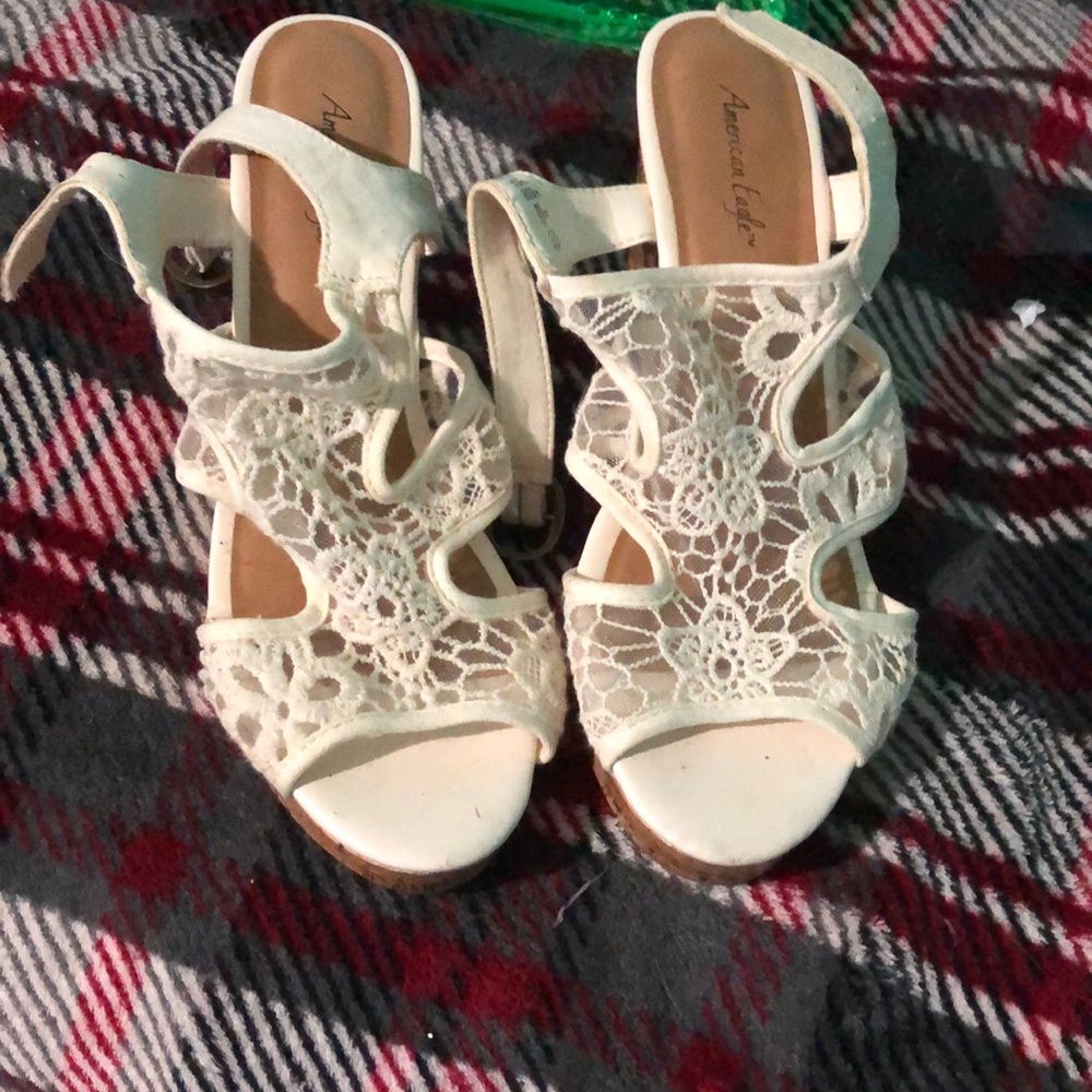 COPY - White lace wedges